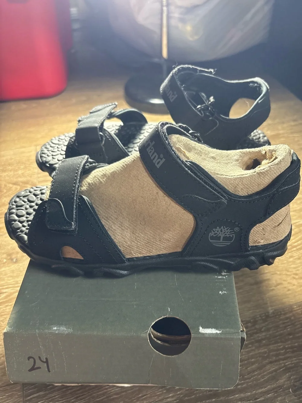 Timberland Kids Black Adjustable Strap Sandals